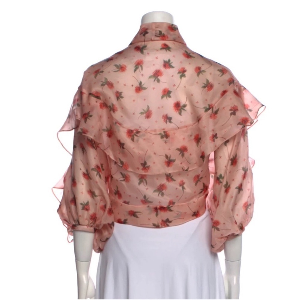 Silvia Tcherassi Pink Silk Floral Rose Print Shawl Kimono Shrug Bed Jacket L - Picture 3 of 12